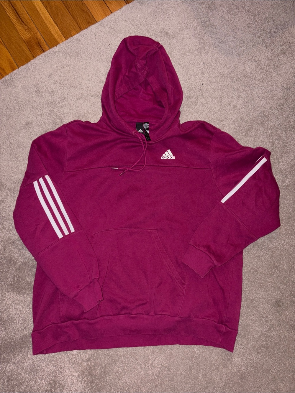 adidas Unisex Hoodie in Deep Berry Magenta